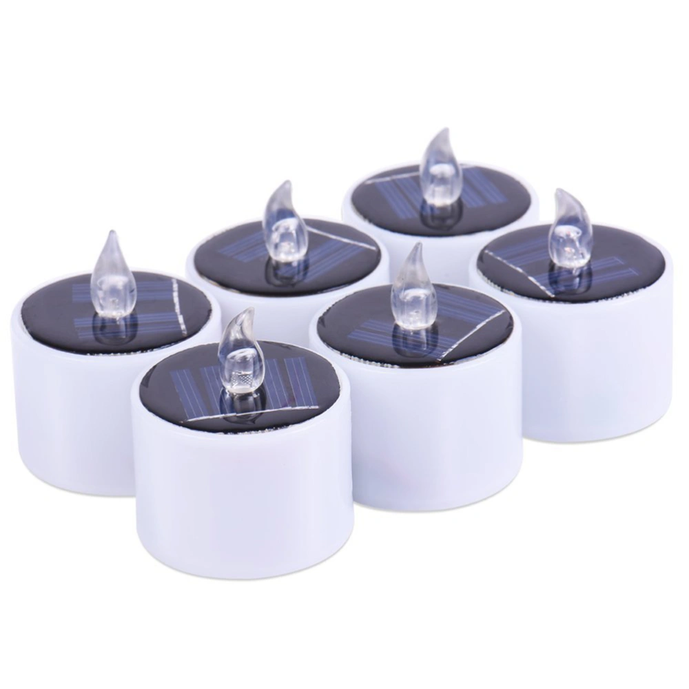 6 Pcs Outdoor Solar Candles Realistic and Bright Flameless LED Tea Lights for Camping Wedding Birthday Home Window Yard Decor