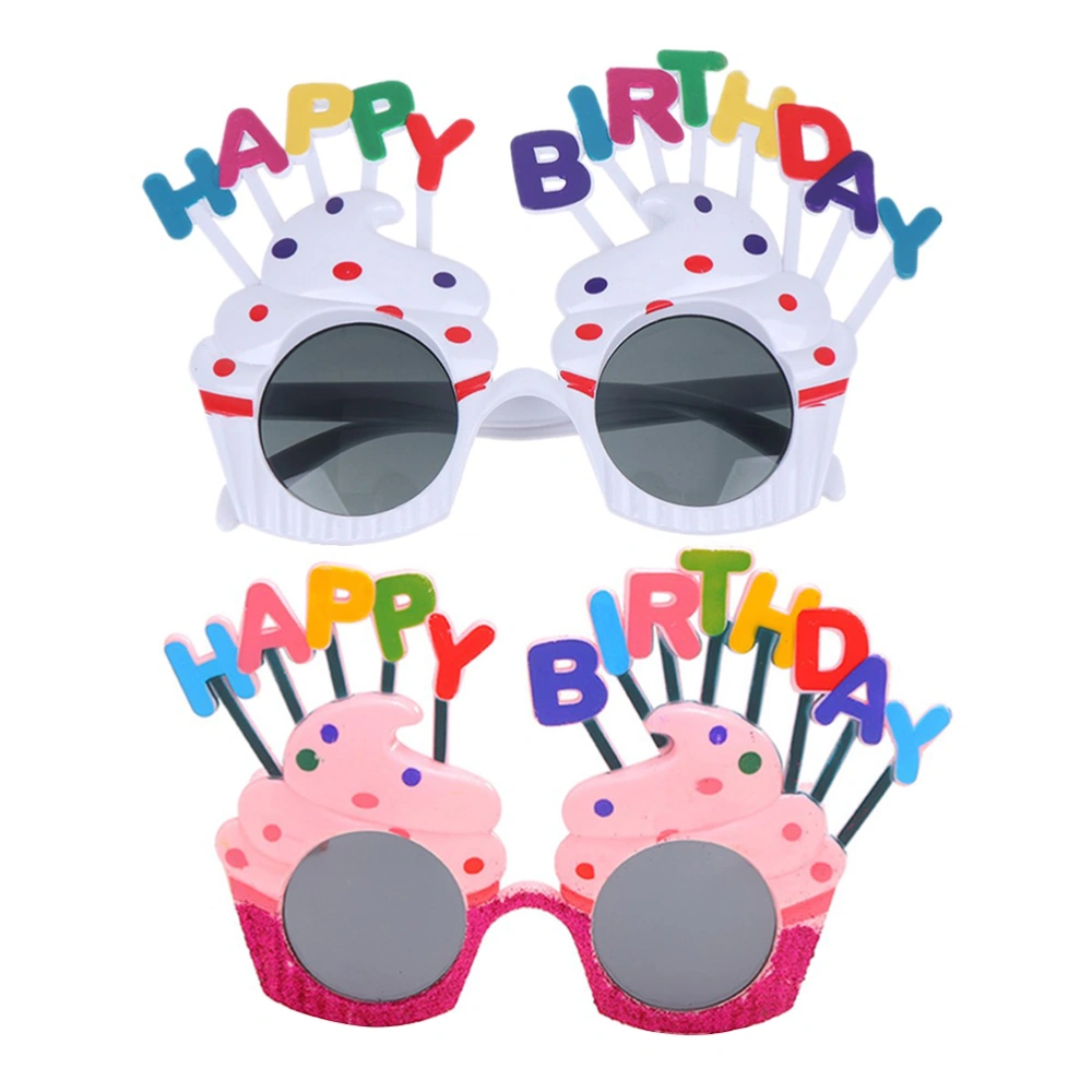 2pcs Party Glasses Funny Birthday Glasses Photo Holder Party Suppies for Women (Glitter Frame + Rainbow White)