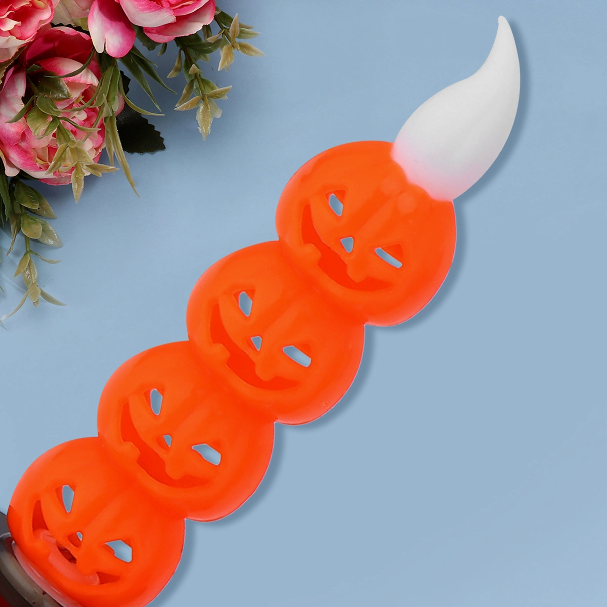 4pcs Halloween Candle Lamp Skeleton Pumpkin Prop Lamps Decorative String Light Ornaments for Festival (2pcs Orange, 2pcs White)