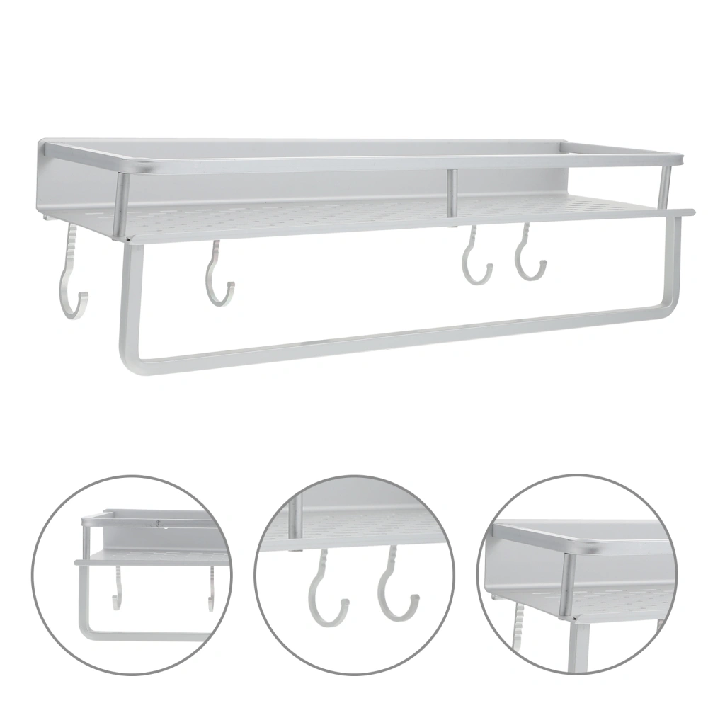 1 Set Simple Bathroom Storage Rack Kitchen Wall Hanging Rack Multi-function Rack