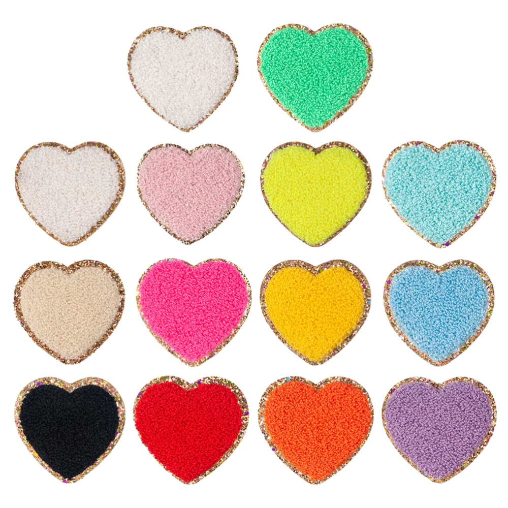 14Pcs Decorative Heart Shaped Patches Compact Hat Patches Replaceable Coat Patch Decors