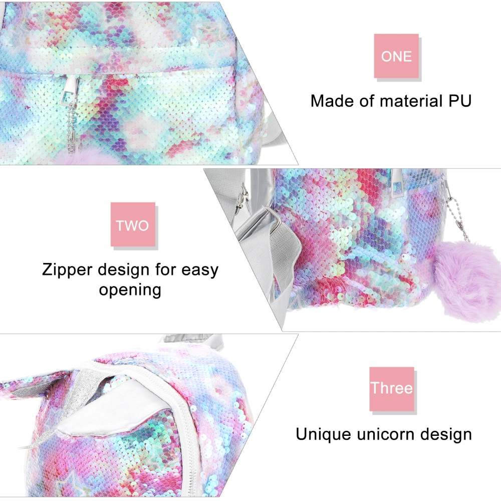 1 Pc Sequins Unicorn Backpack Personality Travel  Backpack Glitter Backpack