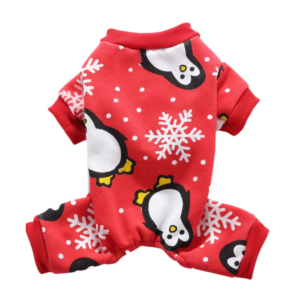 Christmas Four Feet Pet Pajamas Warm Clothes Pet Supplies for Puppy Dog (Christmas Penguin, Size S)