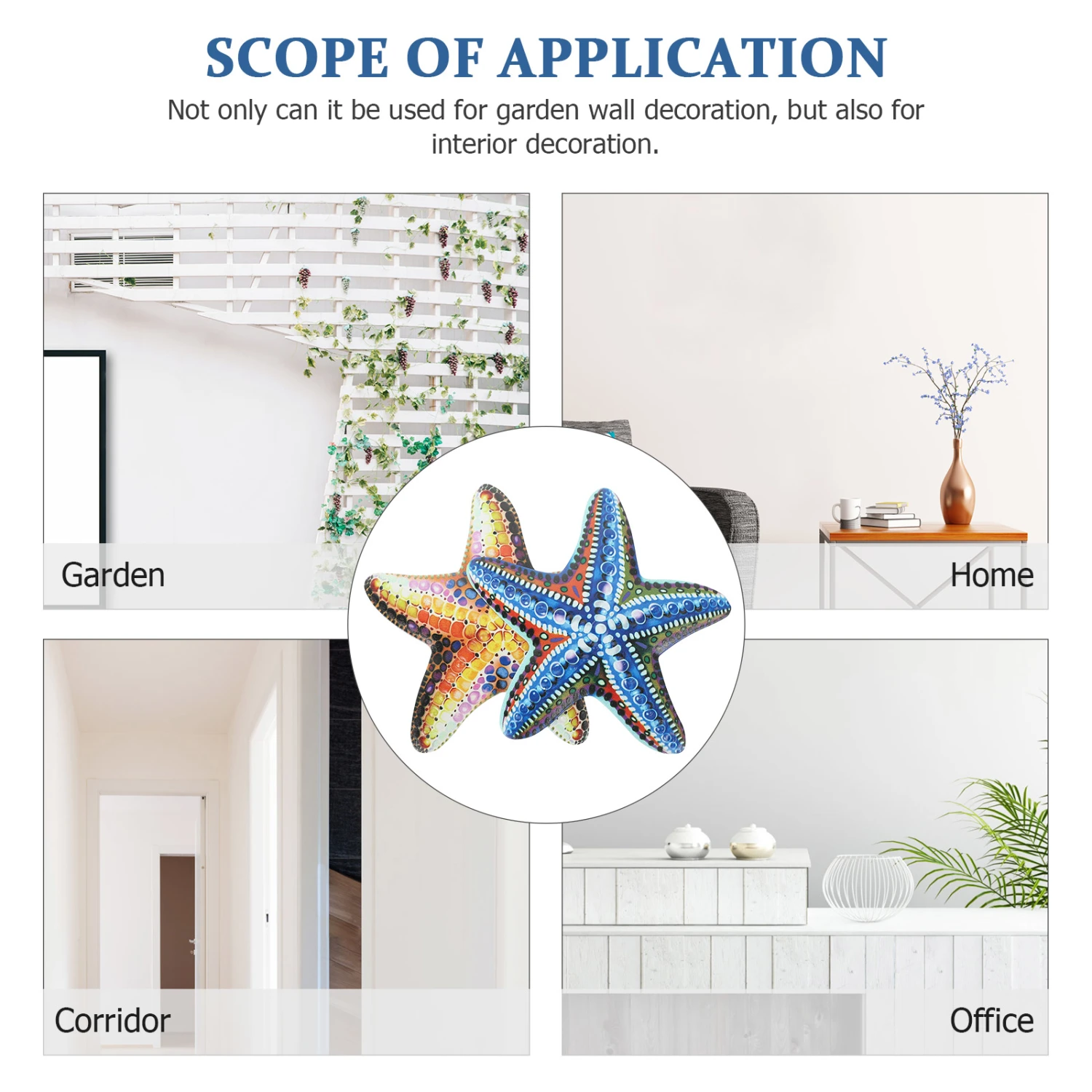 2Pcs Starfish Decor Starfish Wall Decor Starfish Wall Decor Wall Pendants Metal Starfish Decors
