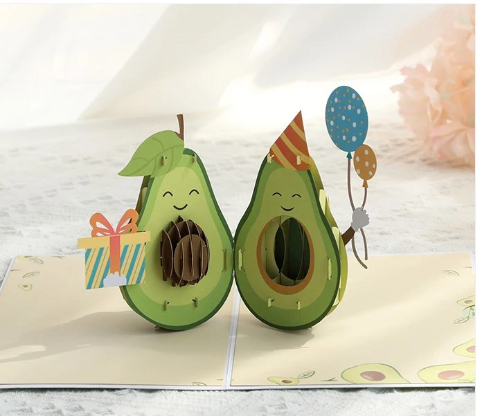 Birthday Greeting Card Paper Blessing Card Avocado Birthday Blessing Card 3D Birthday Card