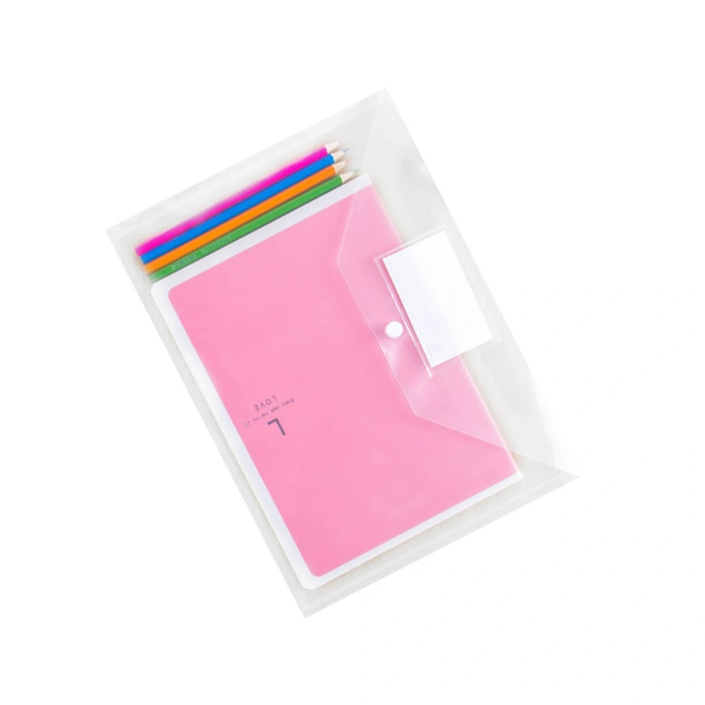 10 Pcs A4 File Document Folder Clear Transparent Document Envelope Organizer with Snap Button