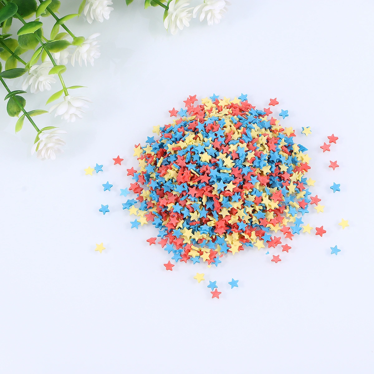 100g/Pack Mini Candy-colored Clay Star Shape Sprinkles Polymer Clay Charms Filler Pieces for DIY Phone Case Decor Handmade Arts Crafts (Mixed Color)