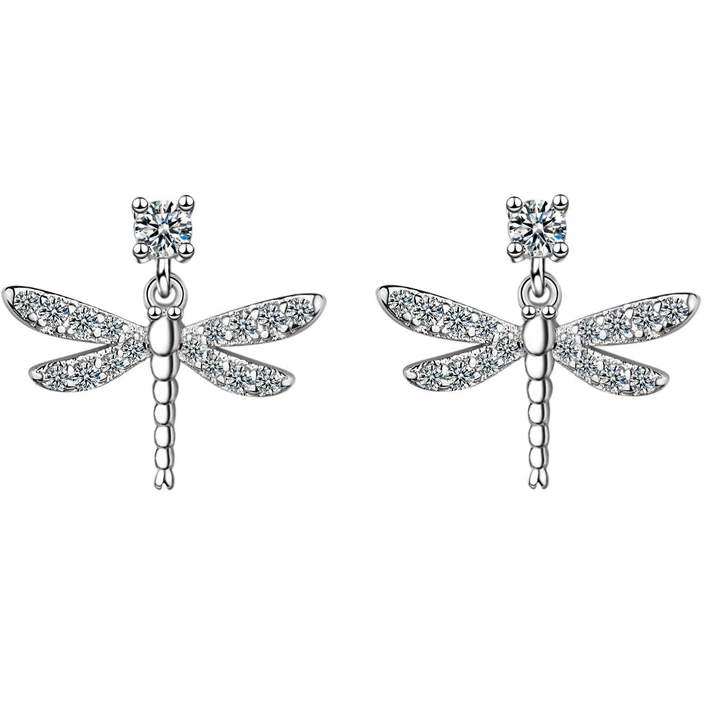 1 Pair Women Earrings Dragonfly Earrings Rhinestone Dangle Earrings Dainty Ear Jewelries