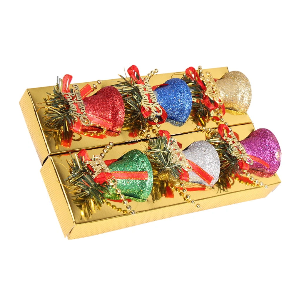 6Pcs Xmas Bells Ornaments Chic Christmas Tree Decorations Party Ornaments