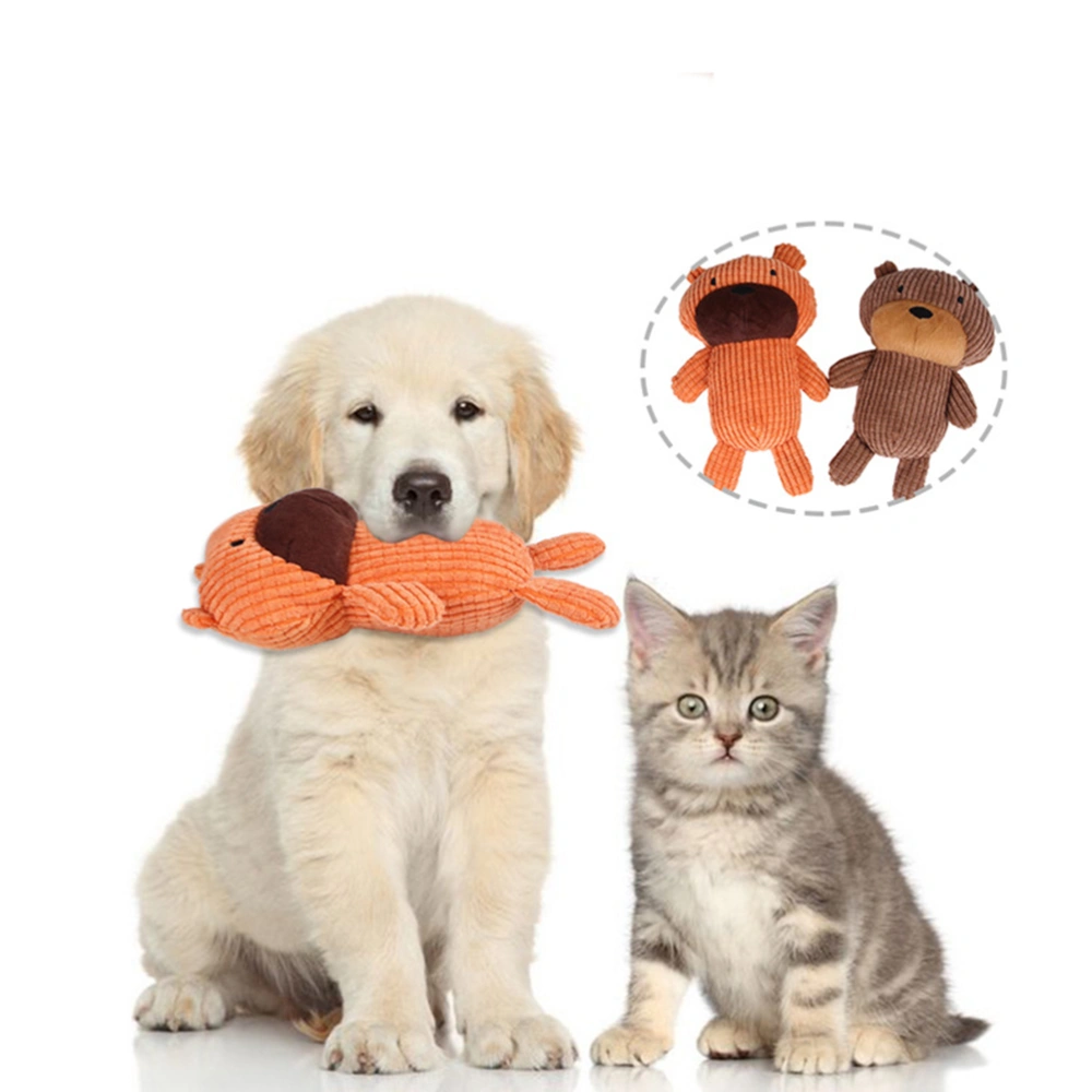 Adorable Pet Sound Toy Dog Cartoon Bear Plush Toy Wear Resistant Bite Chew Playing for Pet Dog Cat (Brown)