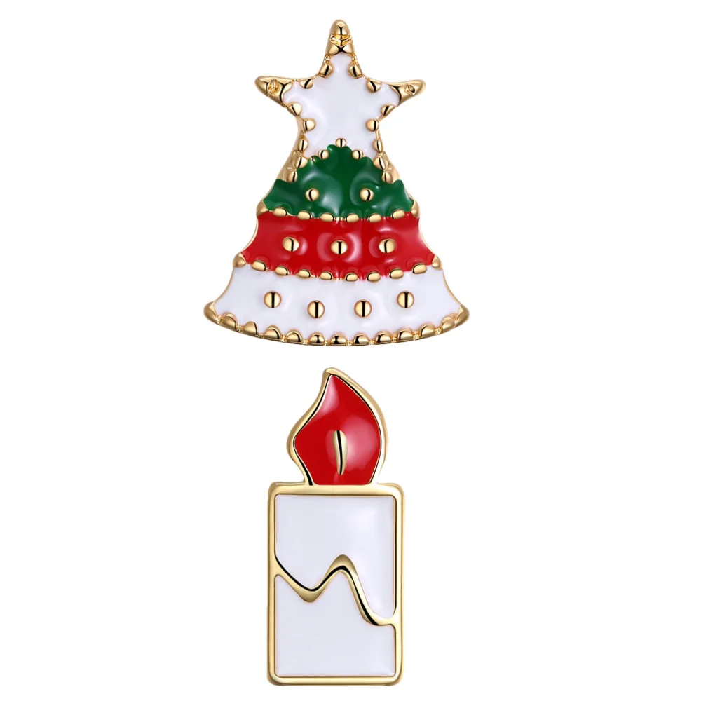 1 Pair Christmas Alloy Earrings Christmas Tree and Candle Stud for Women Girls