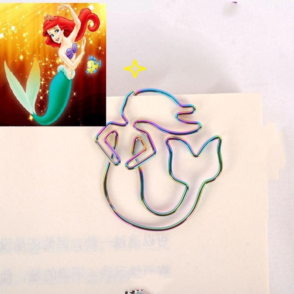 8pcs Colorful Paper Clips Cartoon Mermaid Animal Shape Clips for Bookmark Office School