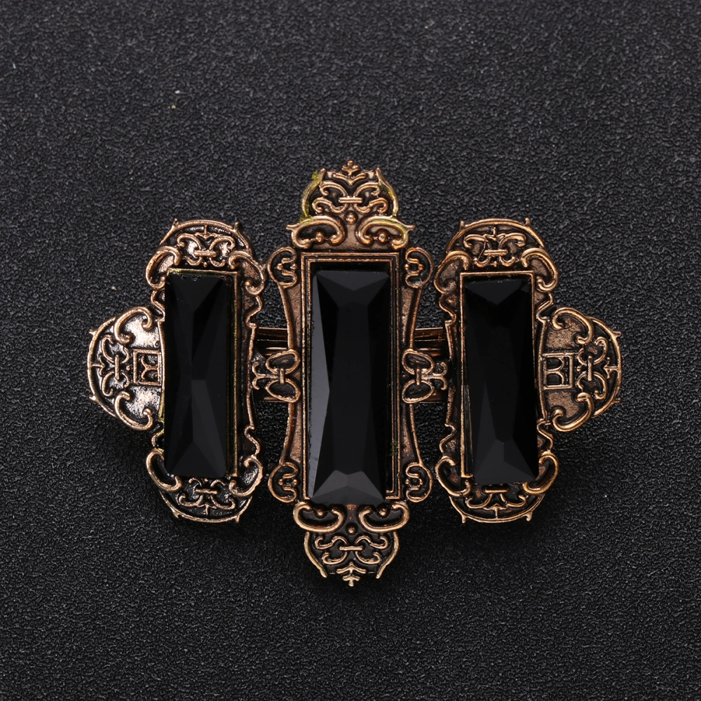 1pc Antiquing Hair Clip Alloy Crystal Spring Clip Stylish Ponytail Clips Hair Decoration for Daily Party Golden and Black