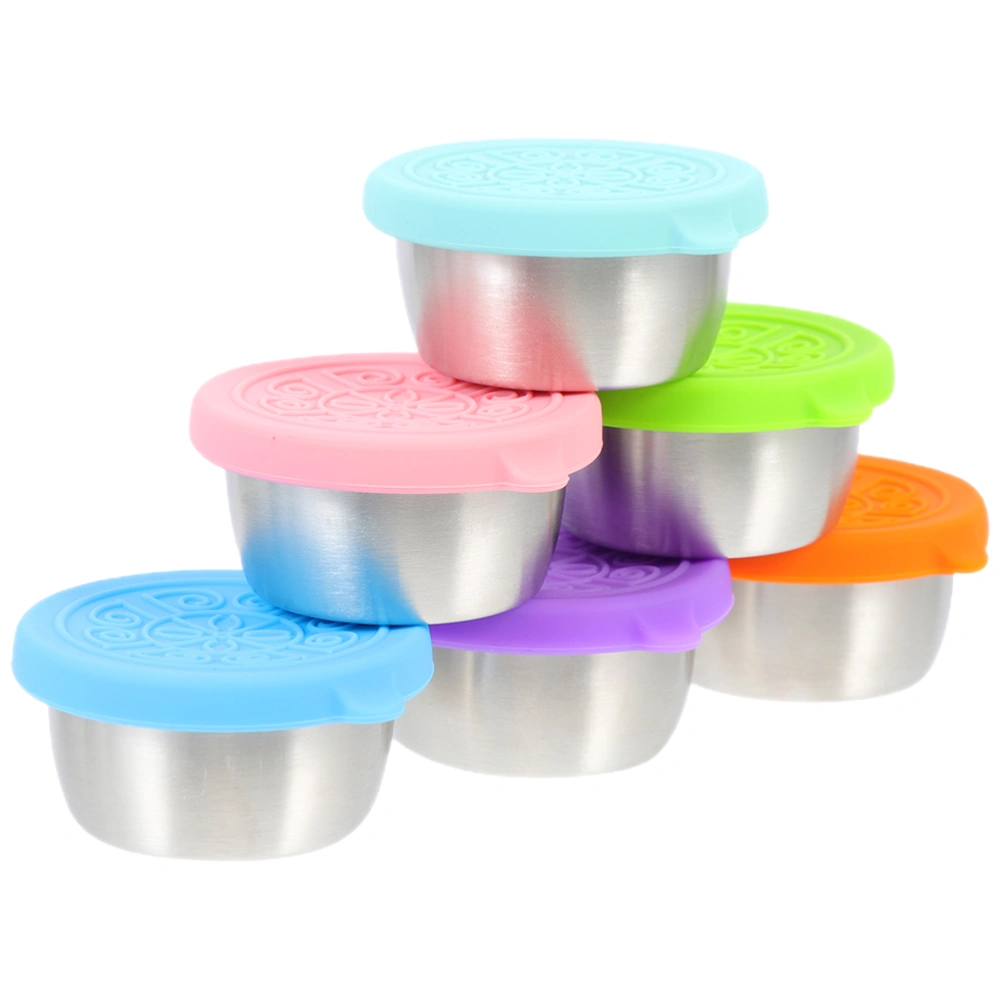 6pcs Stainless Steel Seasoning Cup with Silicone Lid Stainless Steel Dipping Cups