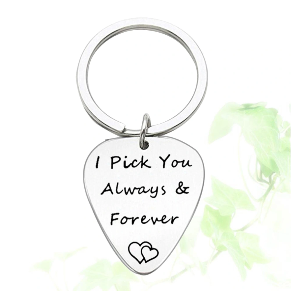 I Pick You Always and Forever Stainless Steel Guitar Pick Keychain Musical Gifts