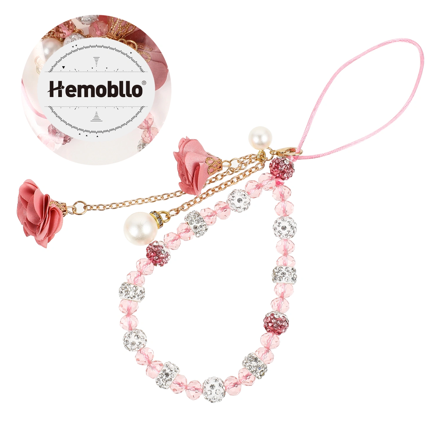 Hemobllo Beaded Phone Lanyard Phone Charm Flower Pendant Hand Wrist Strap for Car Key Purse Decoration