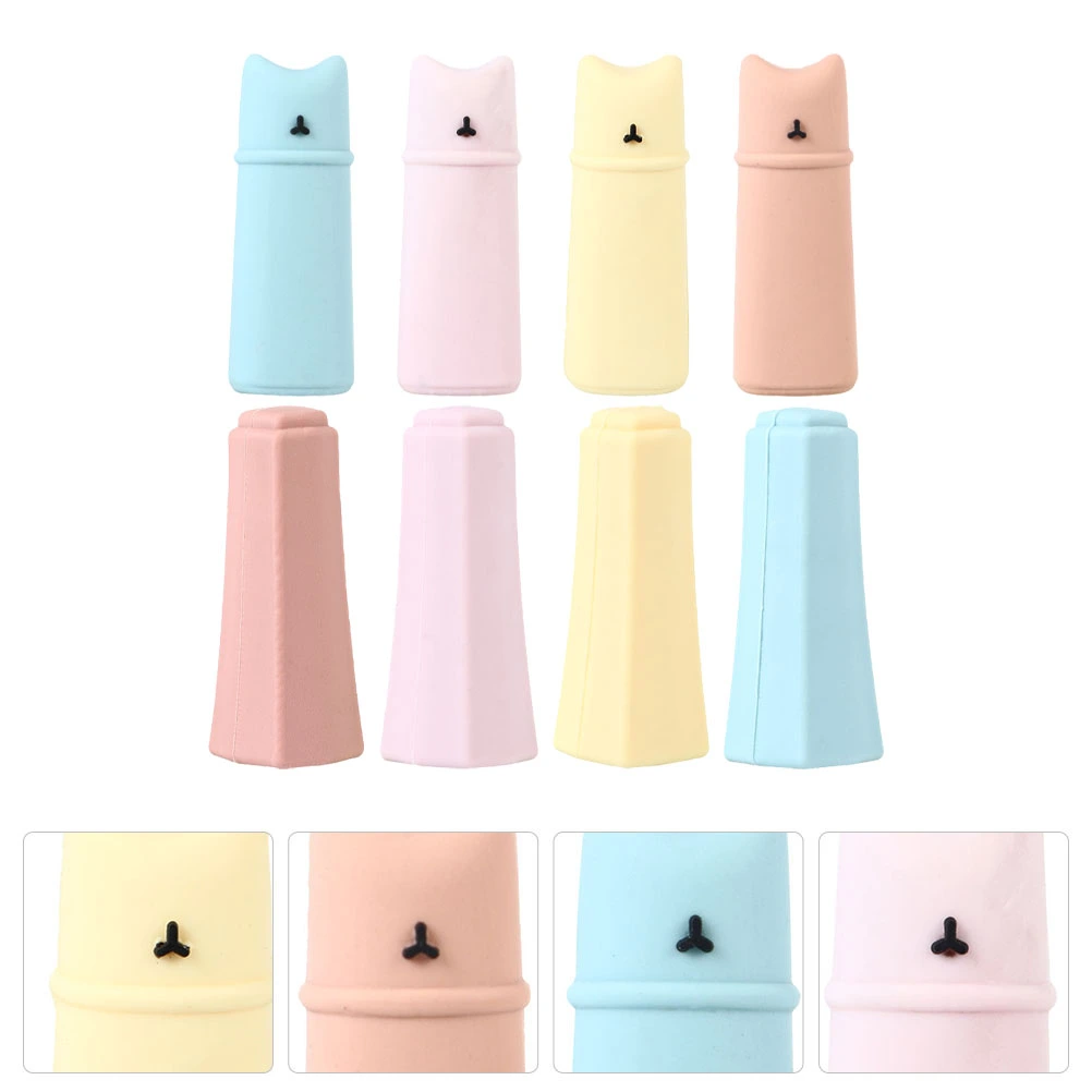 10Pcs Cartoon Pencil Caps Pencil Covers Pencil Extenders Pencil Protectors (Random Style)