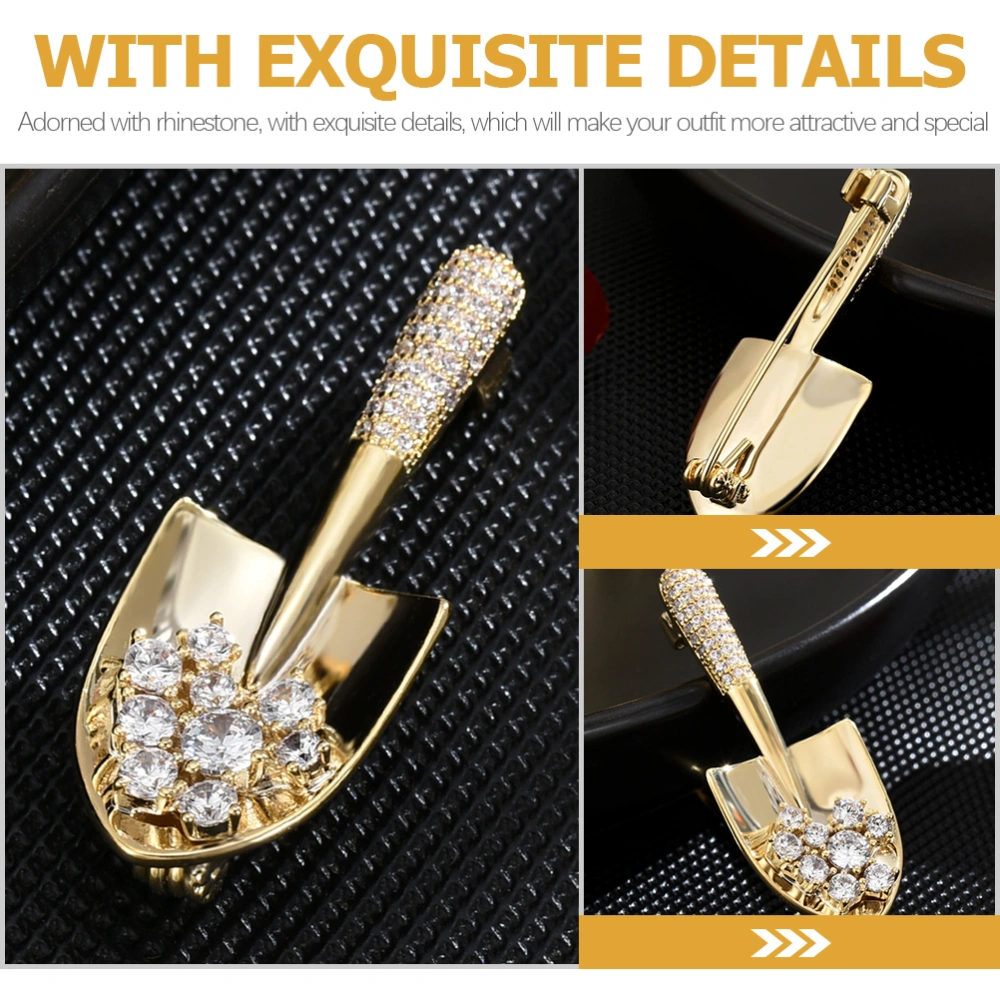 Brooch Pin Shovel Shaped Brooch Elegant Rhinestone Women Sweater Jewelry