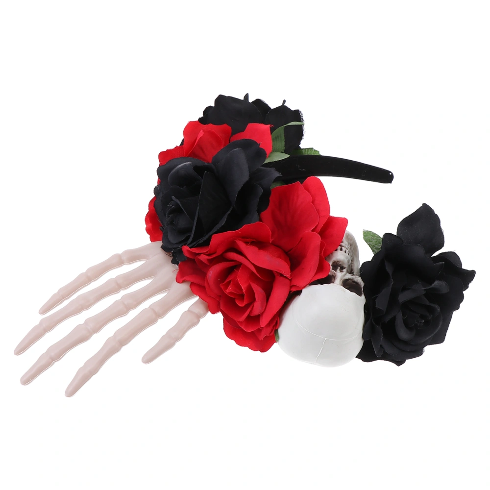 1Pc Halloween Skull Hair Decor Imitation Rose Flower Skull Headdress for Party