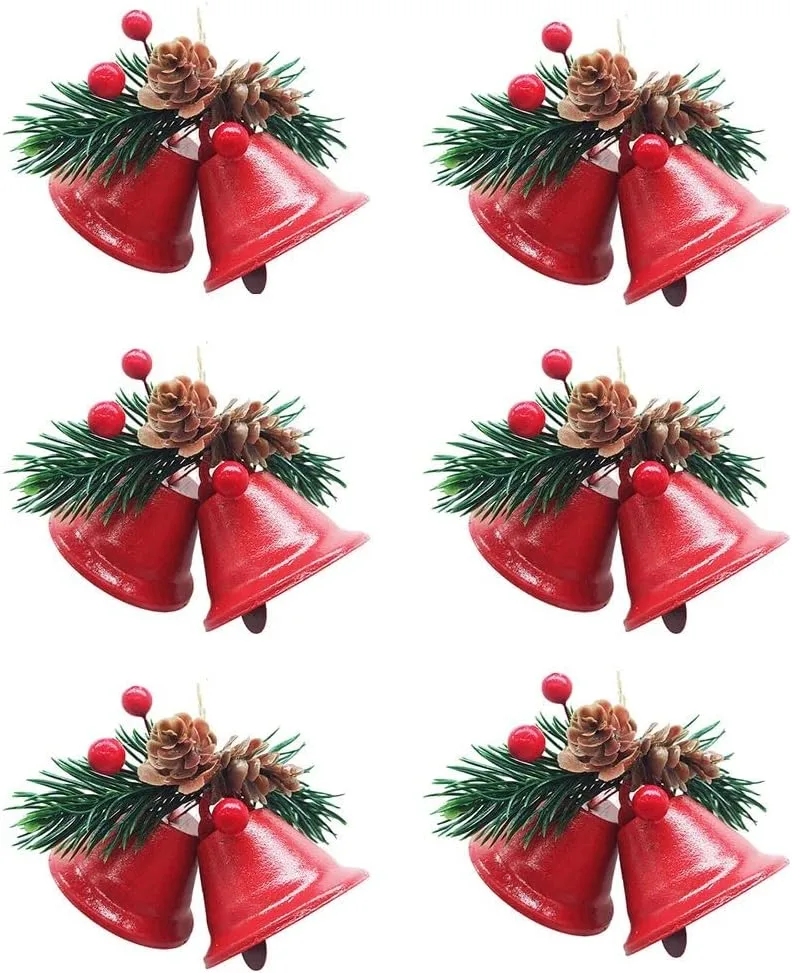 6pcs Christmas Tree Decoration Christmas Bells Pendant Christmas Tree Bells Hanging Decoration Xmas Party Supply