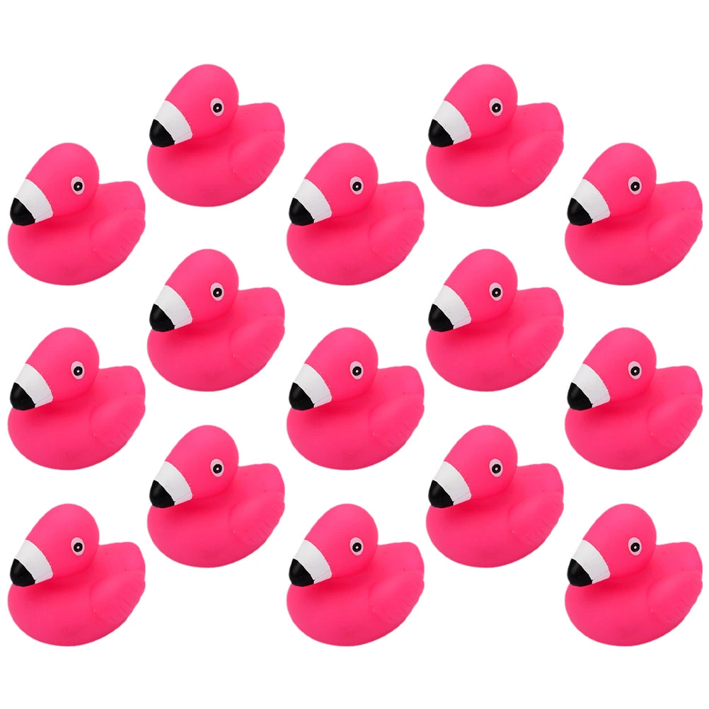 15pcs Cartoon Flamingo Bath Toy Toddler Shower Toy Squeaky Bath Plaything