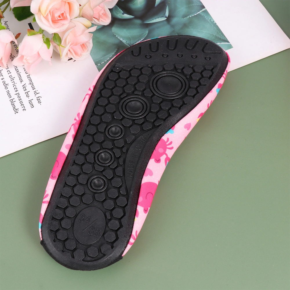 1 Pair Outdoor Elastic Shoes Breathable Shoes Anti-slip Pink Crab Pattern Beach Shoes Children Quick Dry Water Shoes (Size 30-31, Inner Length 17.3cm)