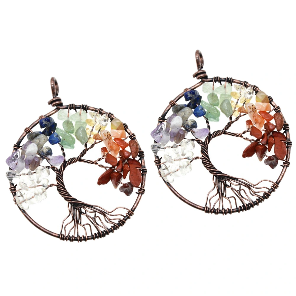 2Pcs Creative Crystal Tree Shape Necklace Pendants DIY Pendants(without Chain)