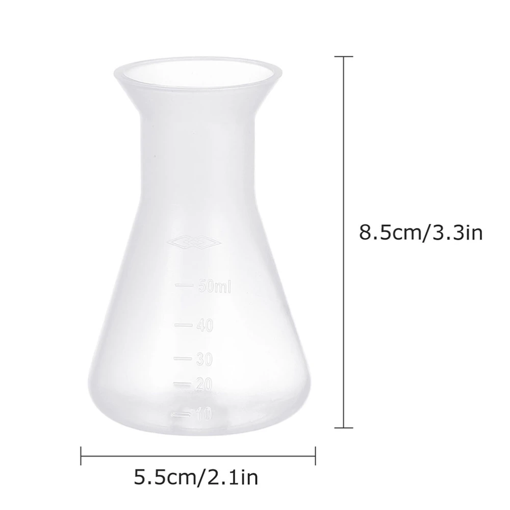 6pcs 50ml Plastic Conical Flask Experiment Flask Cone Bottle Laboratory Tool