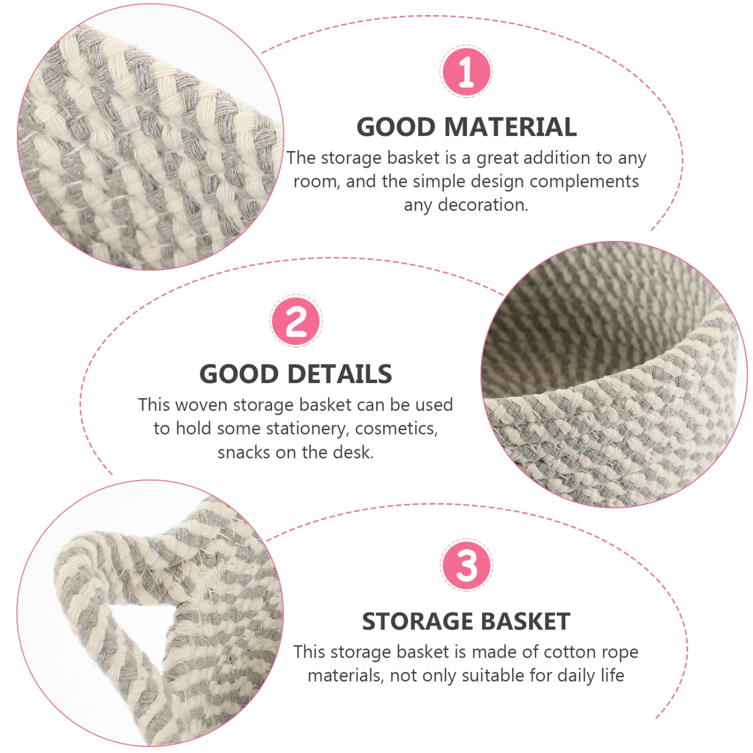 Cotton Rope Woven Basket Cotton Rope Storage Basket Multipurpose Desktop Sundries Organizer