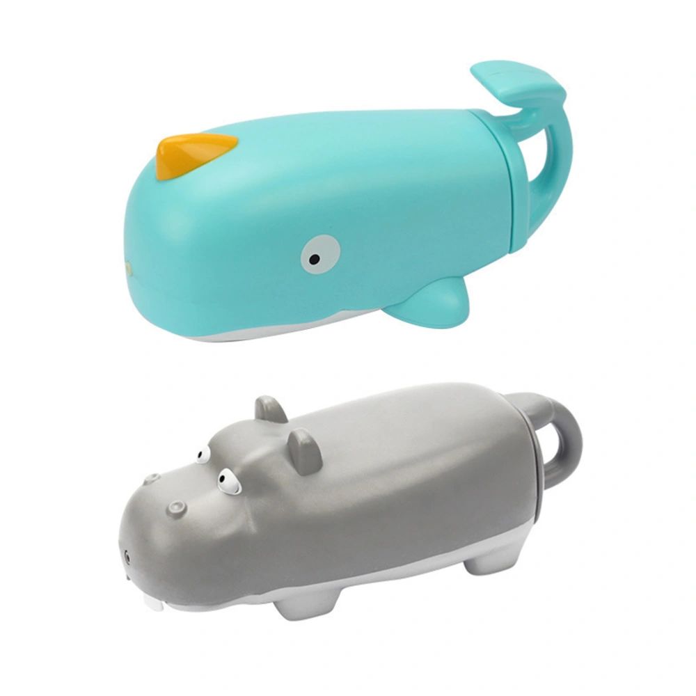 Plastic Water Soaker Toys Large Capacity Funny Play Water Container Shooter Toy Hippopotamus Draw and Push Water Shooter Summer Beach Playthings Bath Toys (Light Grey)