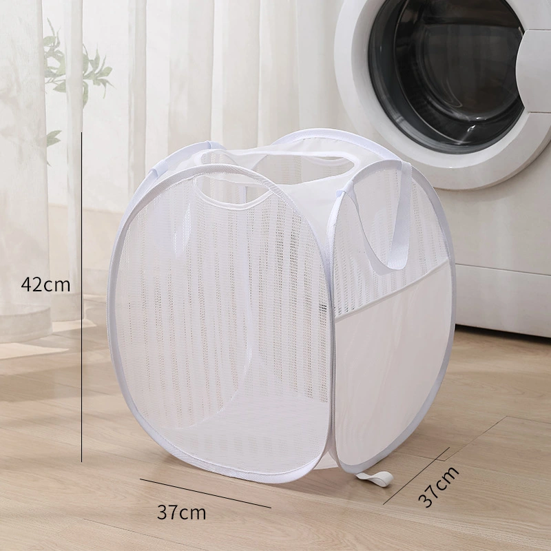 Foldable Laundry Hamper Fine Mesh Breathable Dirty Clothes Basket Household Laundry Organizer