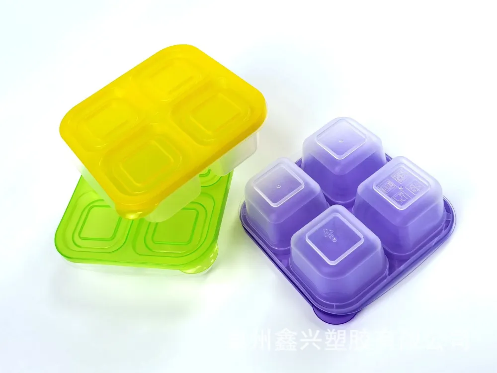 4pcs Reusable Bento Boxes Snack Food Containers 4 Compartments Food Containers