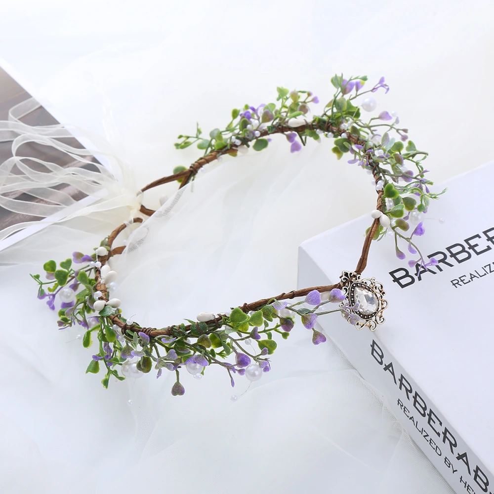 2pcs Flower Headband Handmade Floral Crown Bridal Fairy Headpiece Hair Accessories