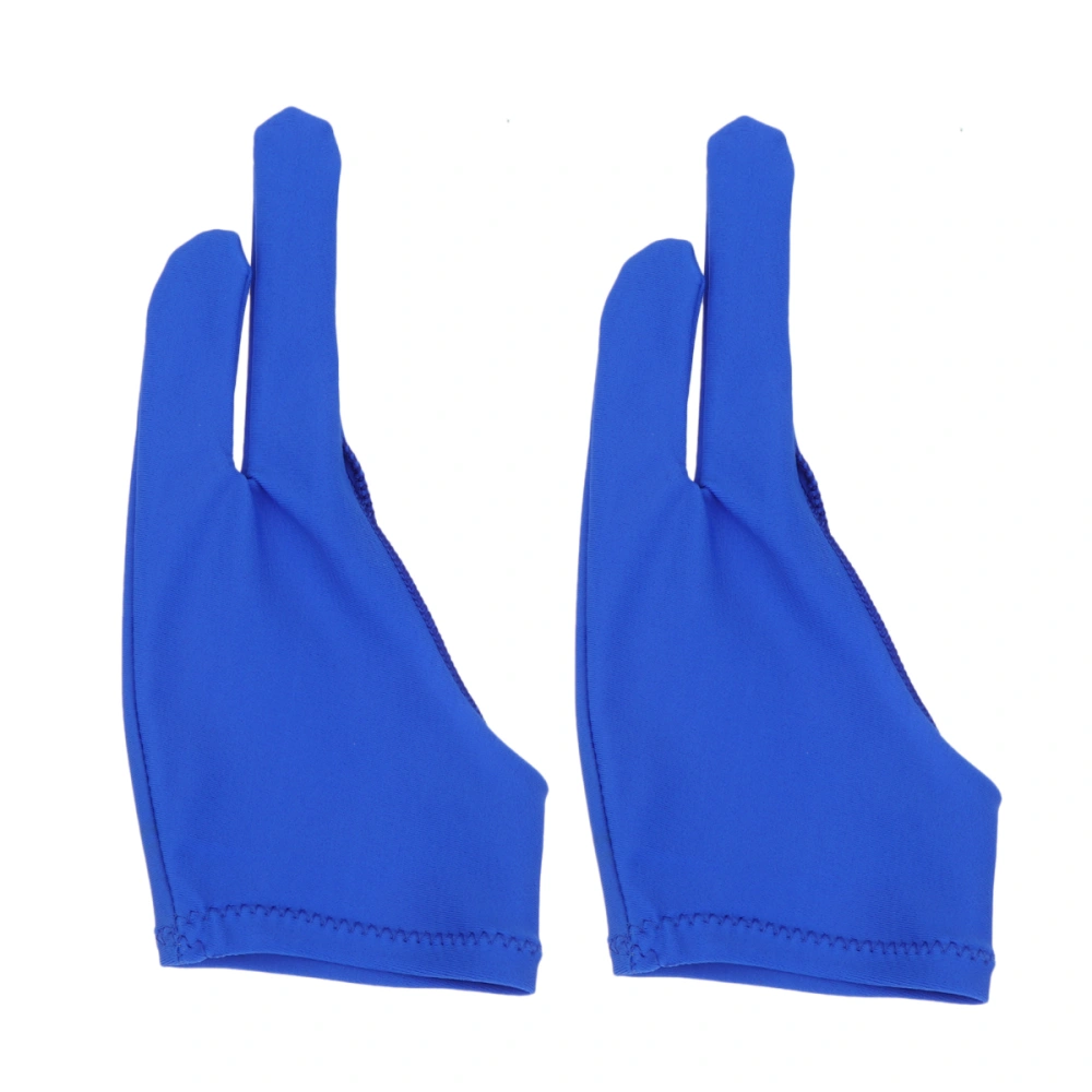 2 Pcs Two Finger Painting Glove Artist's Drawing Anti-Fouling Glove Sketch Curved Gloves- Size L (Blue)