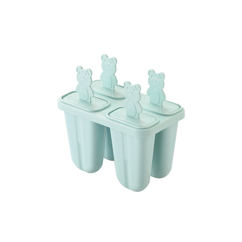 1 Set Four Ice Cream Popsicle Mold Bear Ice Cube Reusable DIY Frozen Ice Cream (Sky-blue)