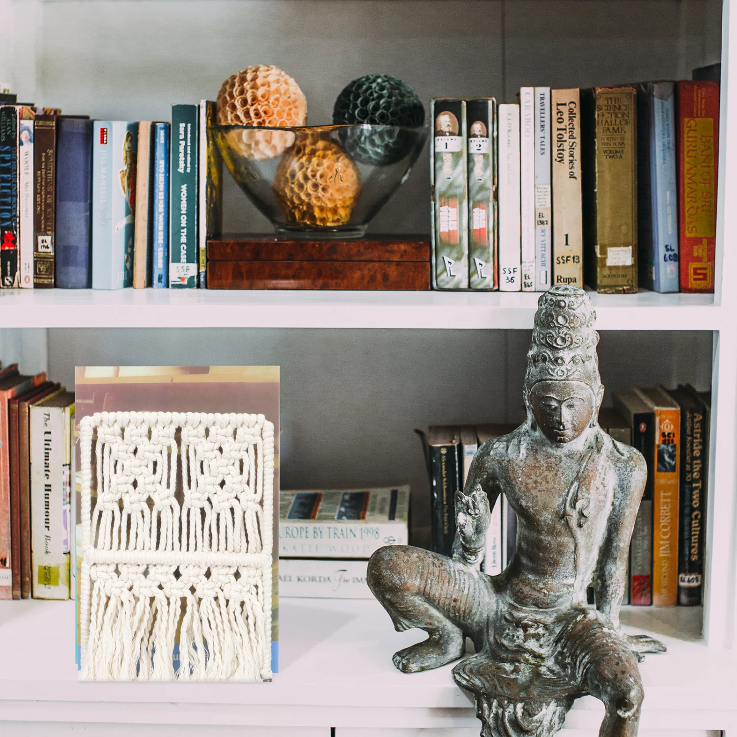 Bohemian Style Bookend Hand-woven Cotton Rope Tabletop Bookend Book Holder