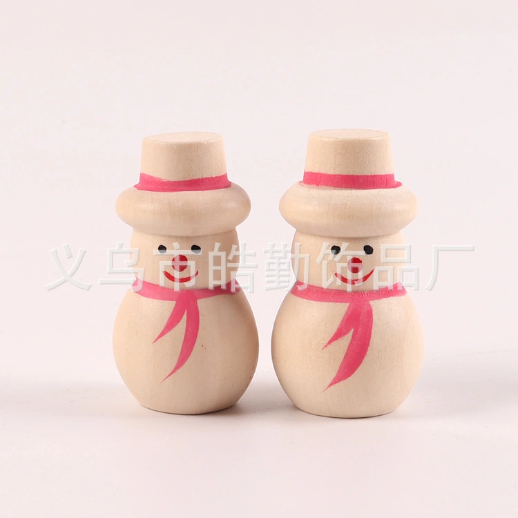 5pcs Unfinished Snowman Dolls Wooden Dolls Handmade Snowman Crafts DIY Ornaments