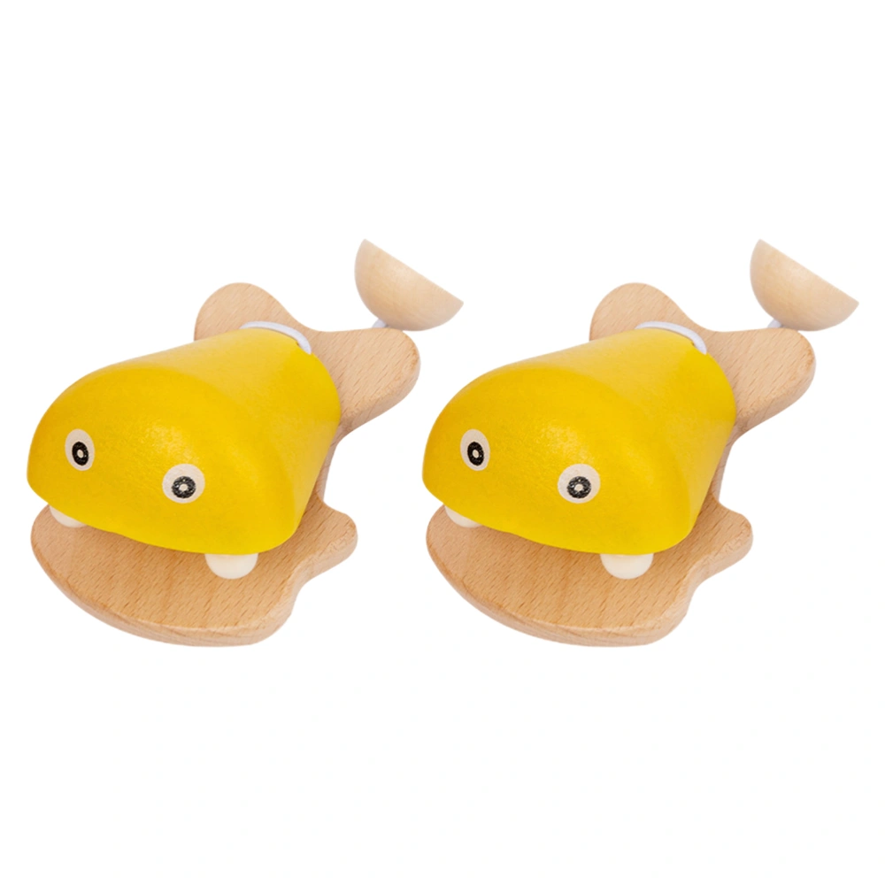 2Pcs Fish Shape Wooden Castanet Flapper Toy Kids Wooden Musical Instrument Toys