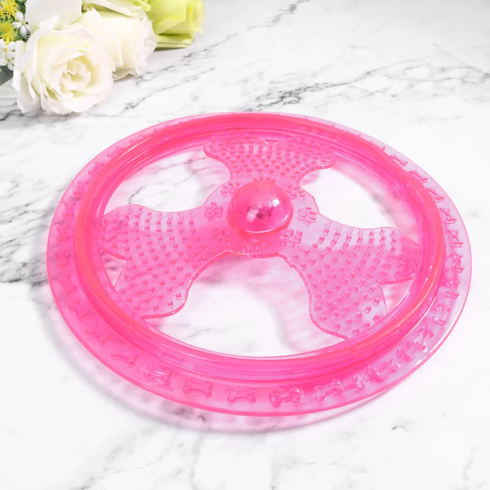 Glowing Pet Flying Disc Throw and Fetch Toy Training Accesssories Outdoor Running Catching Throwing Toys for Puppy Dogs (Pink)