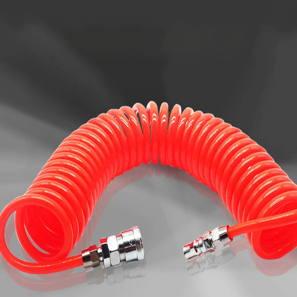 PU Spring Flexible Air Pipe Air Compressor pump Air Hose Spring Tube Pneumatic Telescopic Tube Red (PU 8x5 3M with Ordinary Joint)