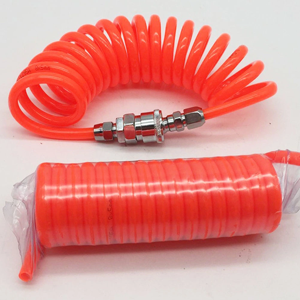PU Spring Flexible Air Pipe Air Compressor pump Air Hose Spring Tube Pneumatic Telescopic Tube Red (PU 8x5 3M with Ordinary Joint)