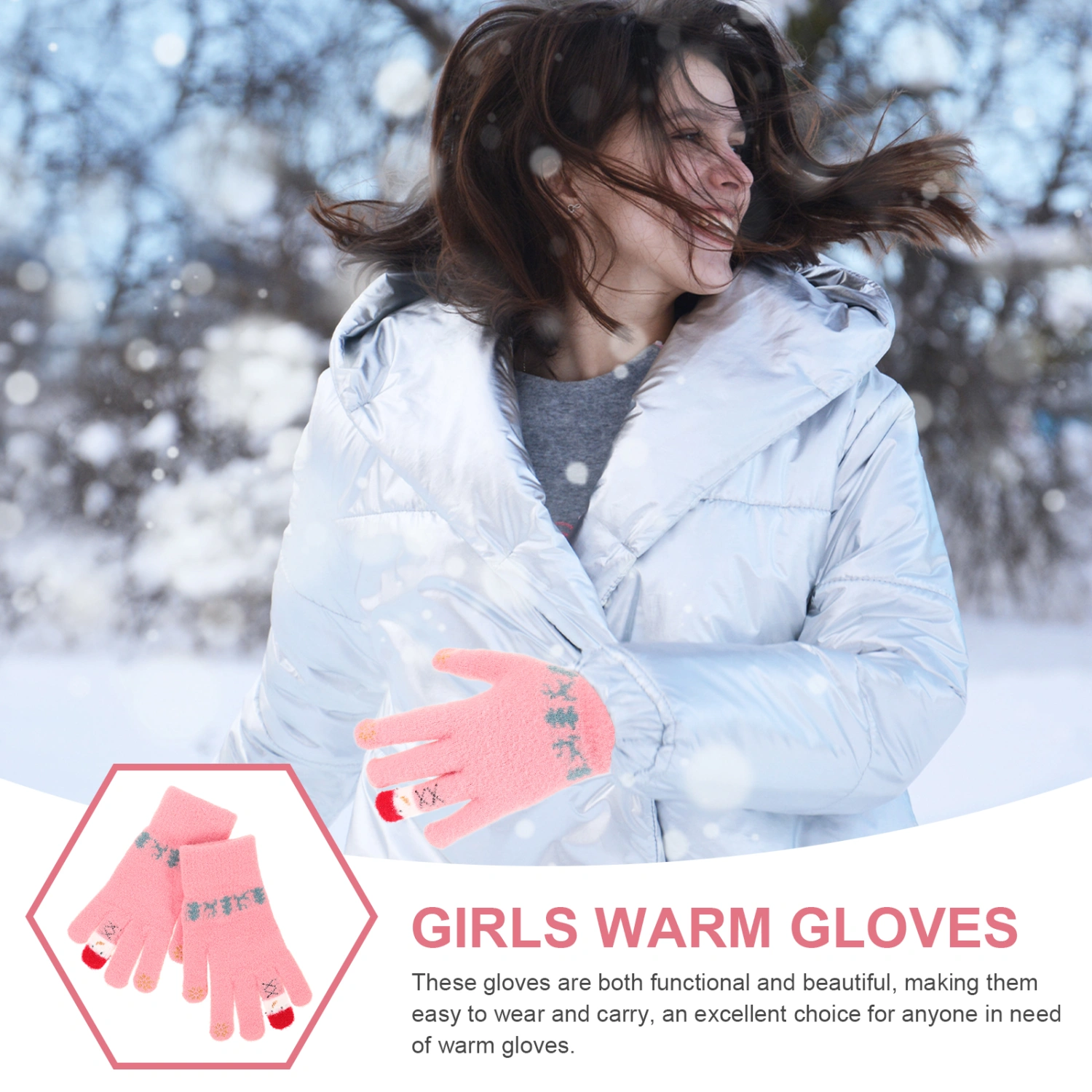 1 Pair Warm Gloves Girls Riding Gloves Christmas Gloves Knitted Gloves Outdoor Supply