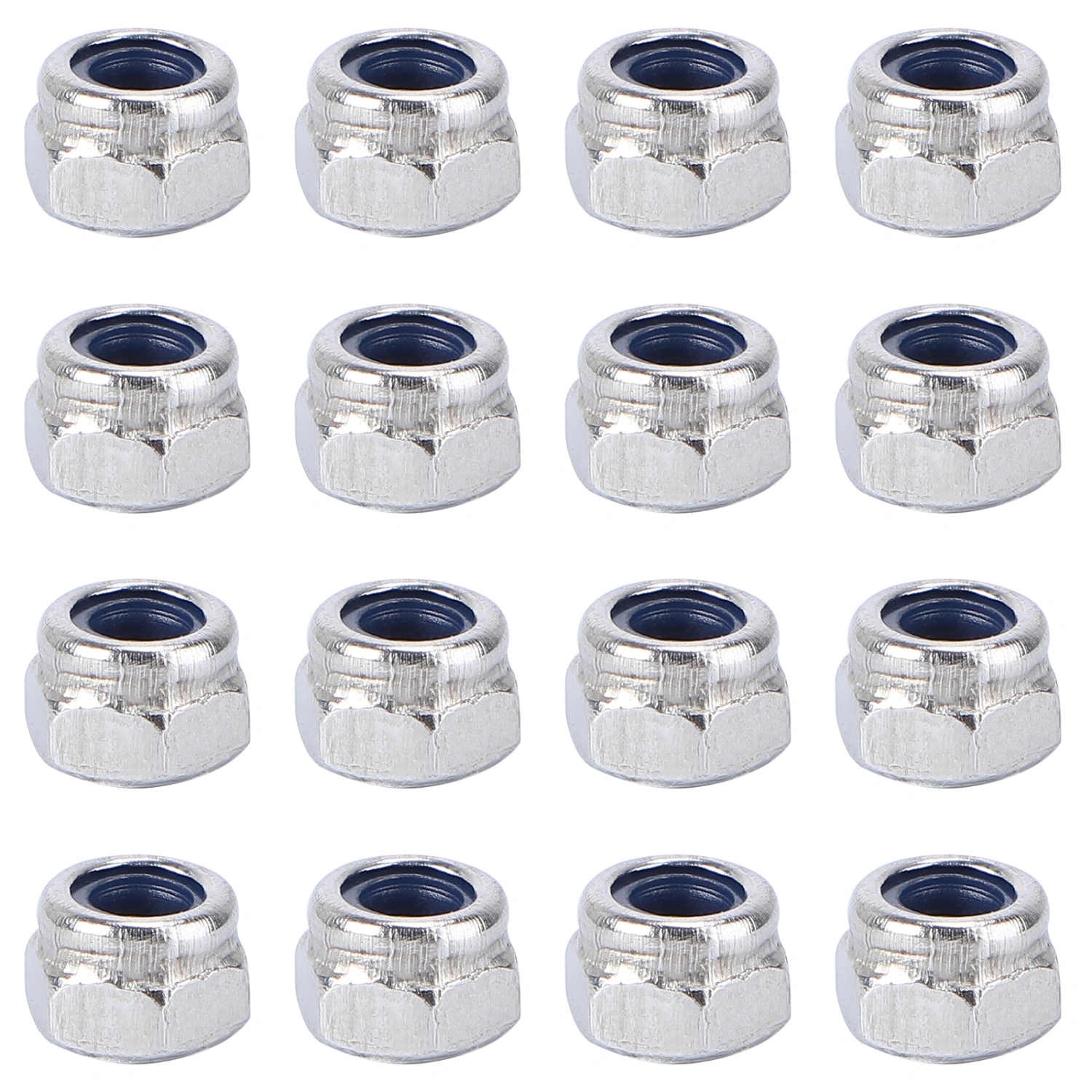 100pcs Lock Nut Stainless Steel Finish Hex 304 Stainless Steel with Nylon Insert