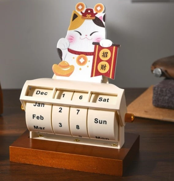 Cartoon Wood Calendar Household Perpetual Calendar Office Wheeling Calendar Office Supply