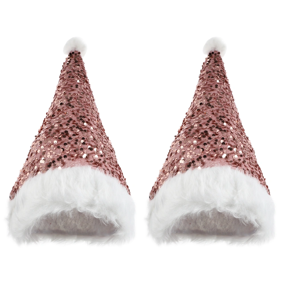 2Pcs Decorative Sequin Caps Delicate Xmas Hats Versatile Xmas Caps Decors