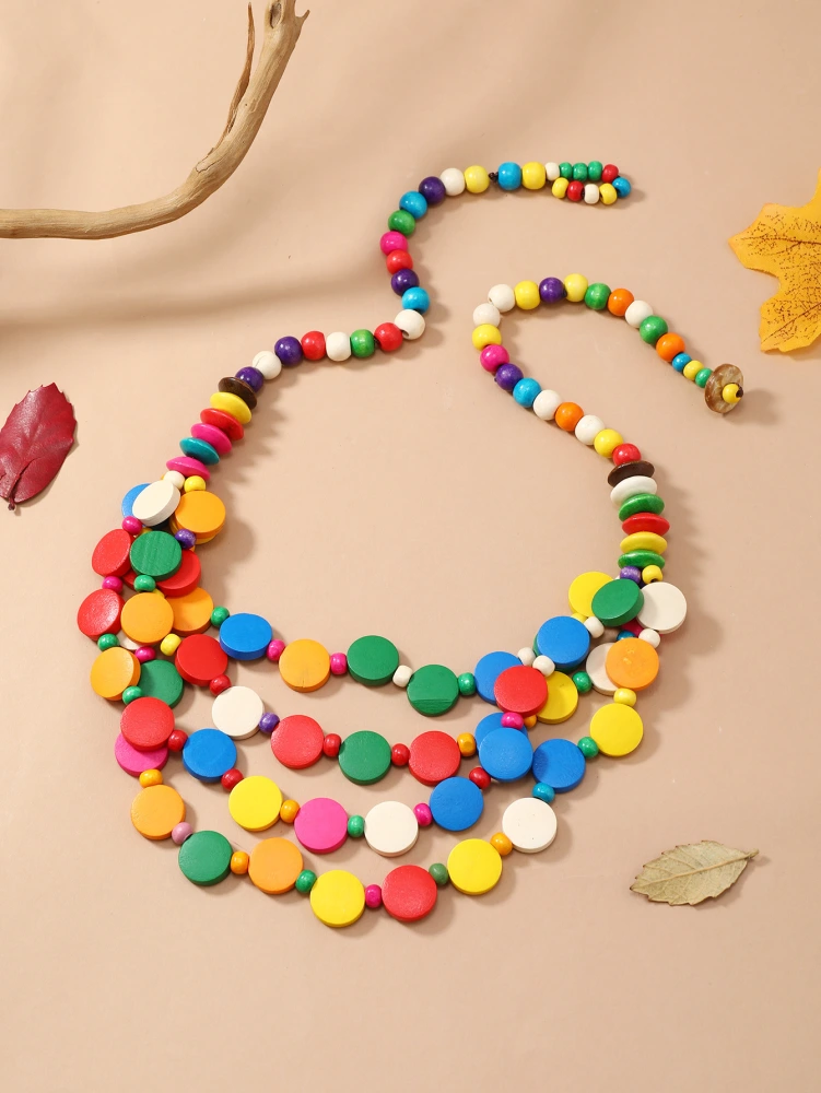 Women Necklace Colorful Necklace Lady Beaded Necklace Teen Girls Neck Jewelry for Summer Beach Birthday