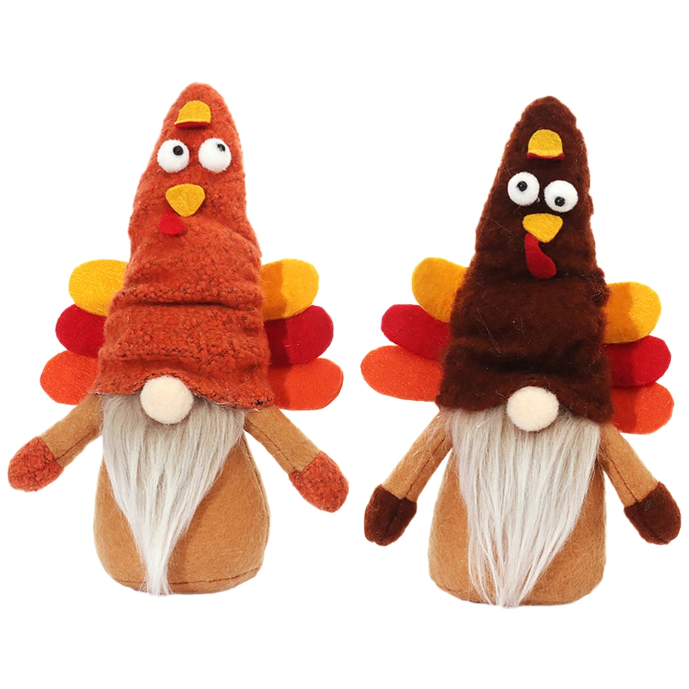 2pcs Turkey Gnomes Thanksgiving Day Doll Decor Table Gnome Doll Ornaments