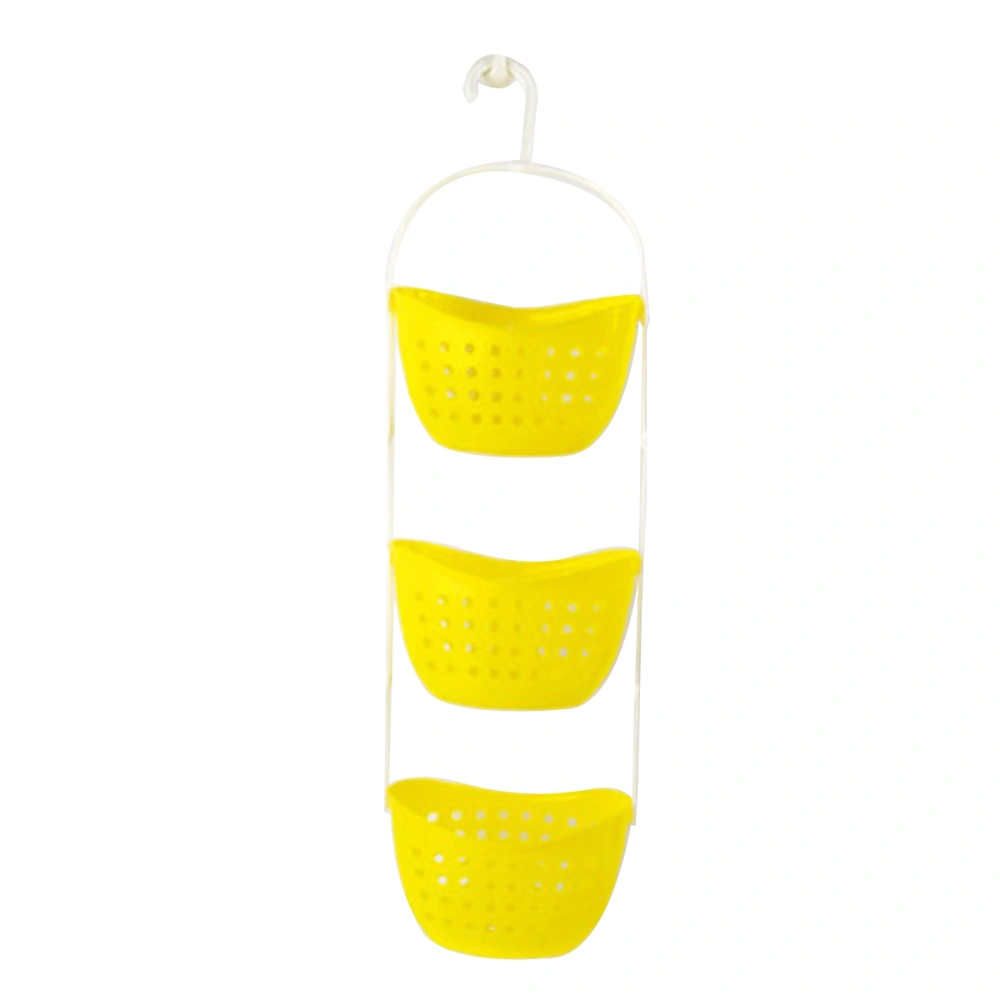 3-Tier Shower Caddy Bathroom Hanging Basket Rack Kitchen Storage Organizer (Yellow)