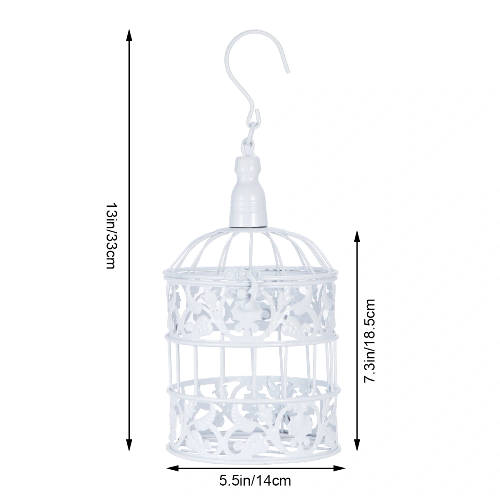 Decorative Metal Bird Cage Home Hanging Ornament For Wedding Party Decoration (White)