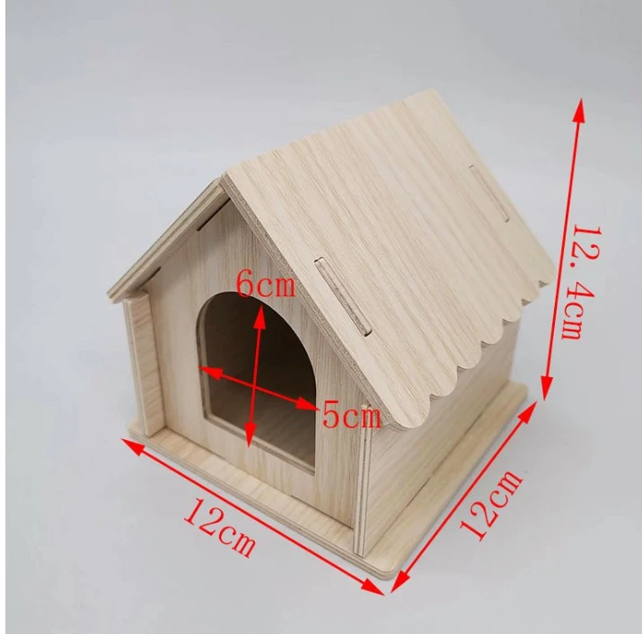 Small Hamster Wooden Hideout Wood Guinea Pig Hideout Hamster Wooden House